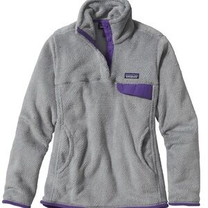 Patagonia Gray and Purple Vintage Fleece Pullover - Women’s L